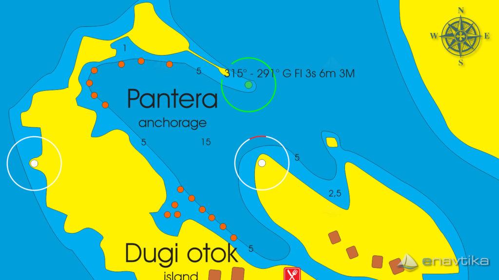 Mapa zatoki Pantera Dugi Otok